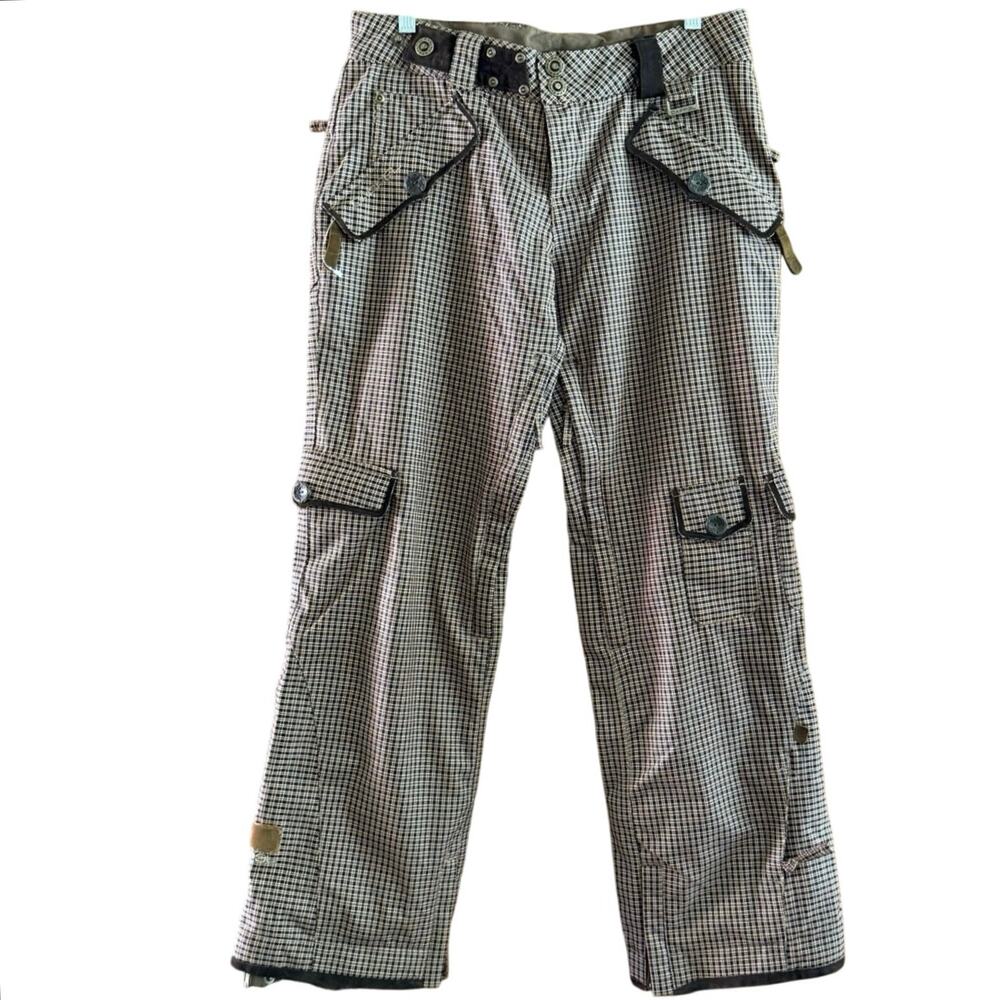 Capp3L Stratta II snowboard plaid suede pants women's small S ski waterproof